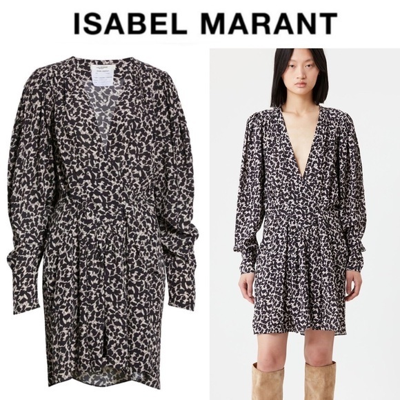 Isabel Marant Dresses & Skirts - ISABEL MARANT "Arone" Floral Vine Viscose Crepe Draped Dress FR44 US 12 NWT 595$